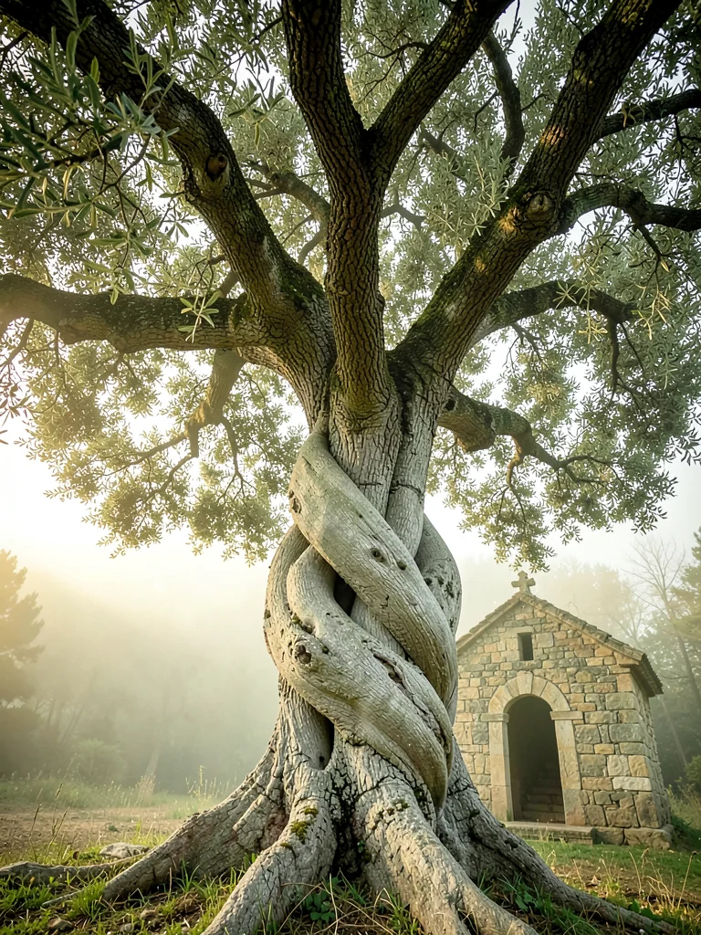 Ancient Olive with Chapel Ruin