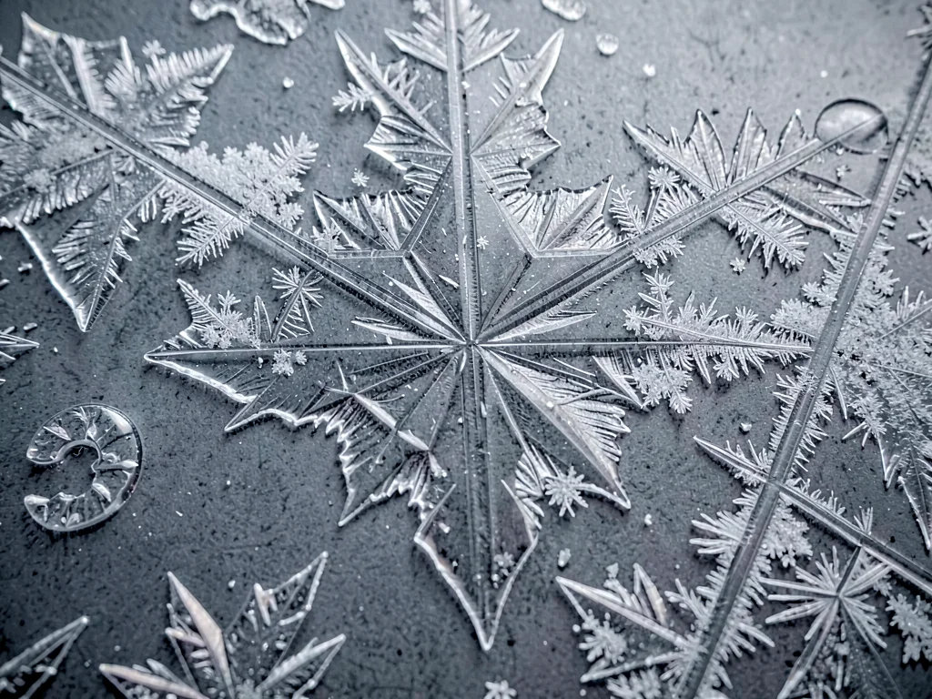 Ice formation on metal surface showing preferential nucleation