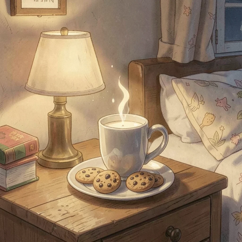 Warm milk and cookies at bedtime