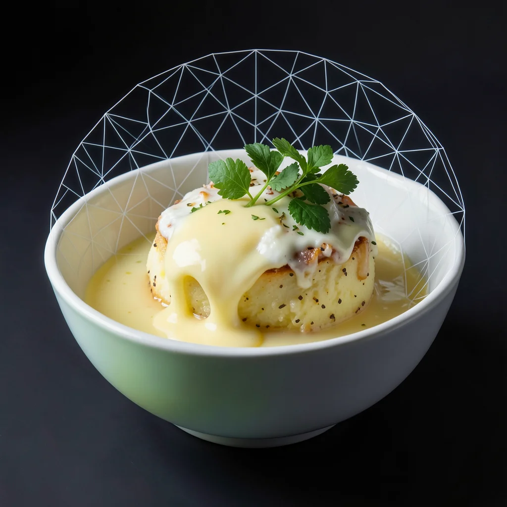 Mashed potatoes with butter melting in well, fresh herbs, serving bowl