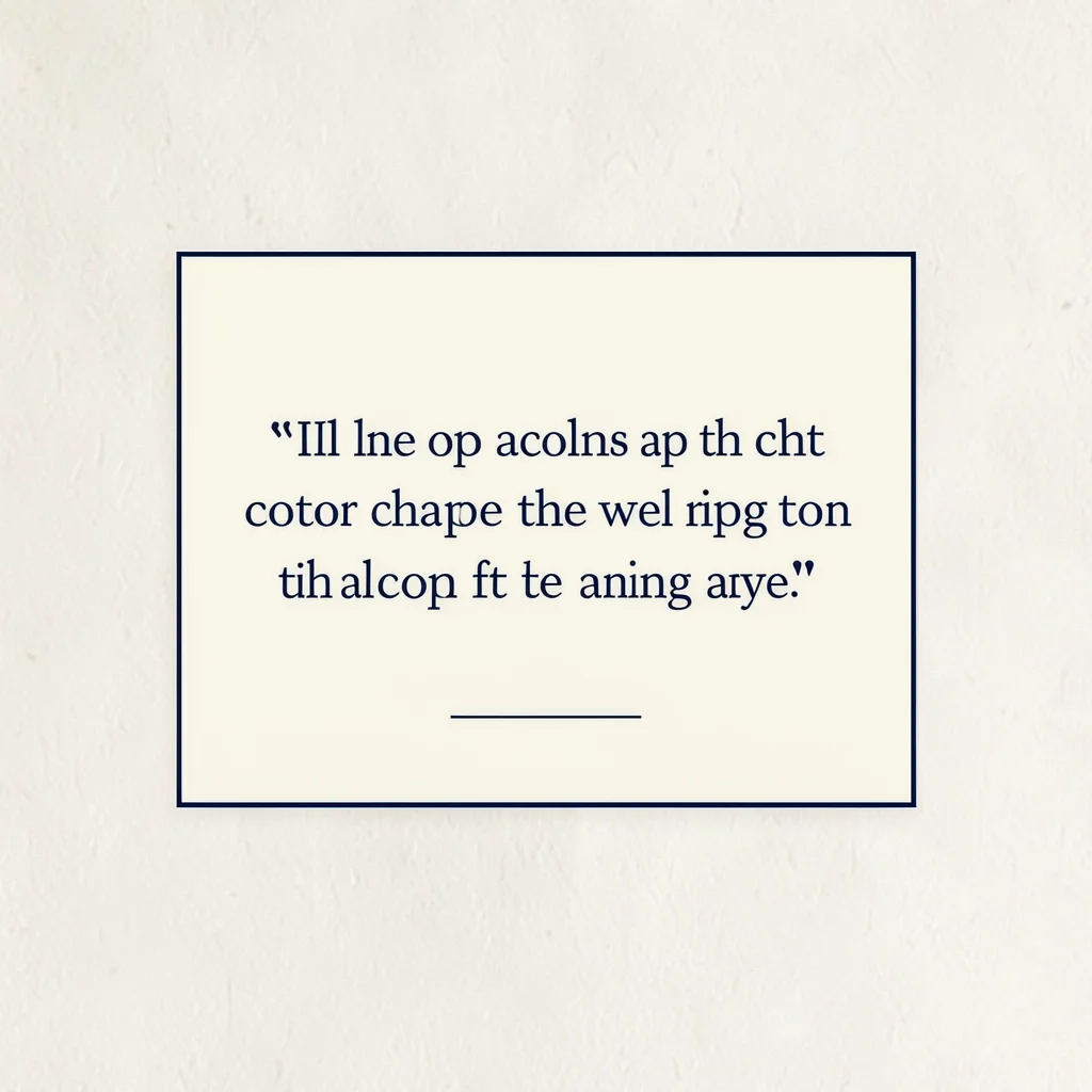 Centered quote-card composition on cream paper with a hairline navy rule, calm f