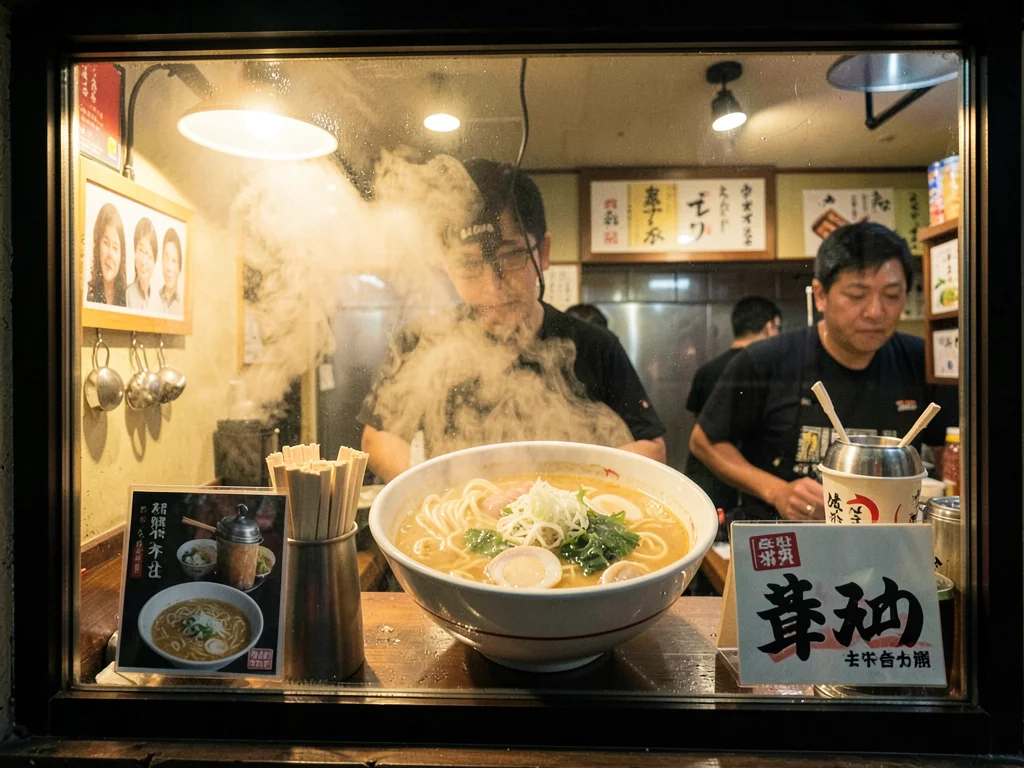 Ramen shop steamy window