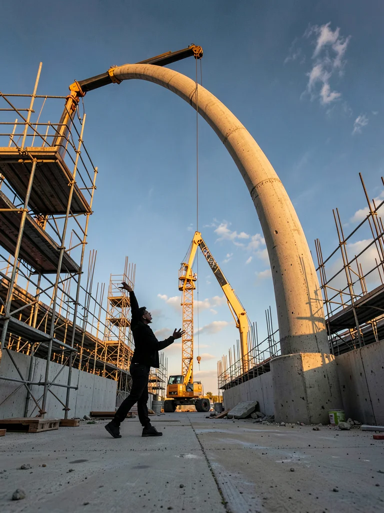 Pump Hose Arabesque — S-Curve Against Sky