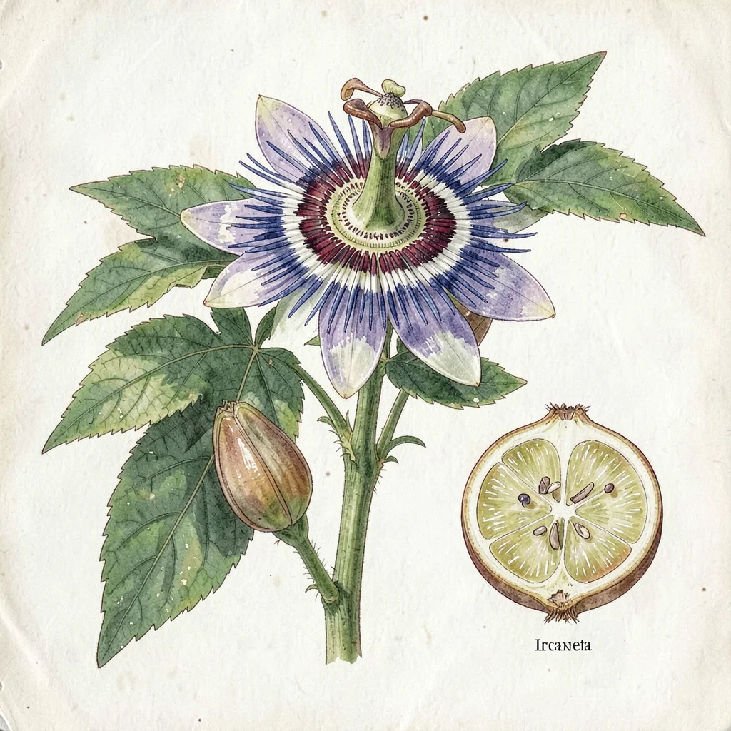Passiflora incarnata botanical illustration