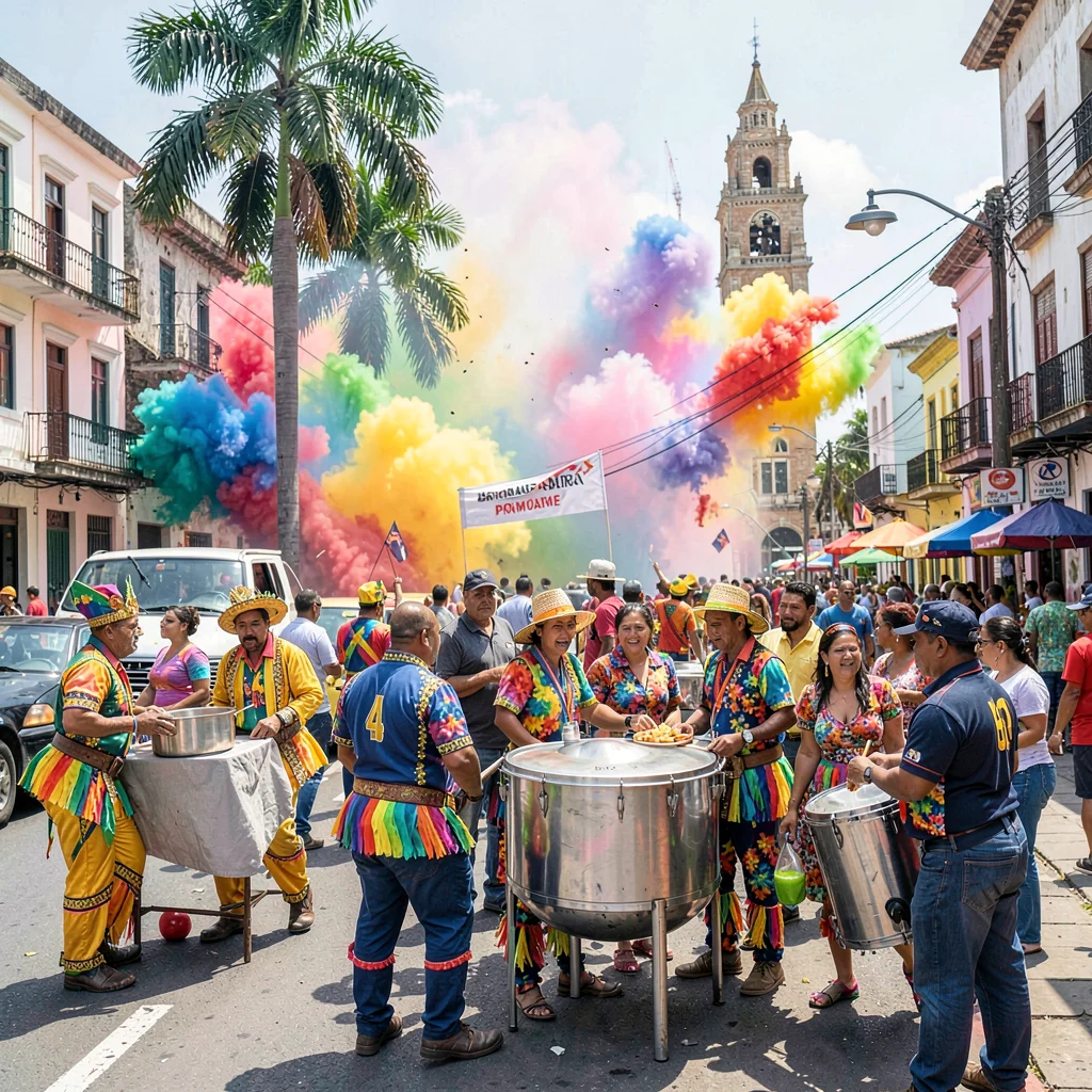 Carnival saturation explosion in Port of Spain, Trinidad, Brian Lara Promenade a