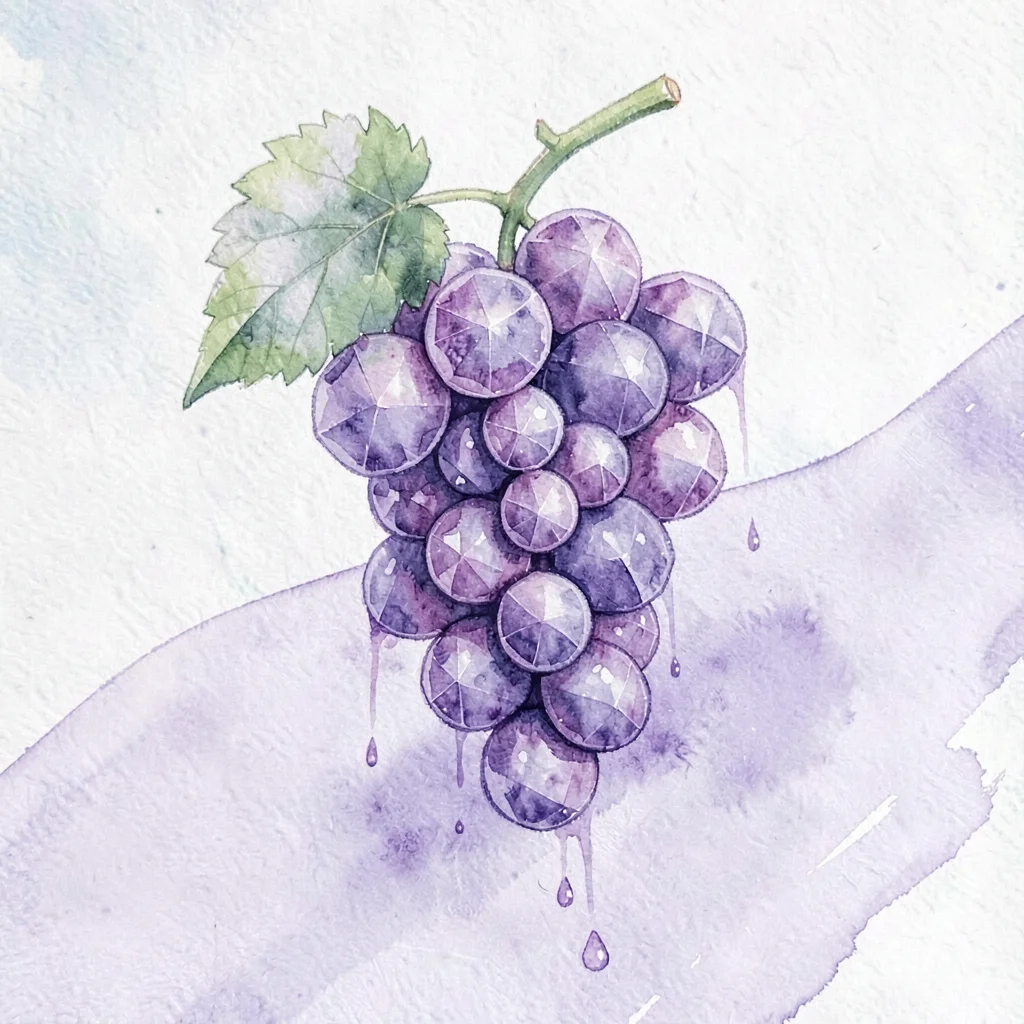 Amethyst lowpoly grape cluster with tightly stacked faceted purple spheres dropp