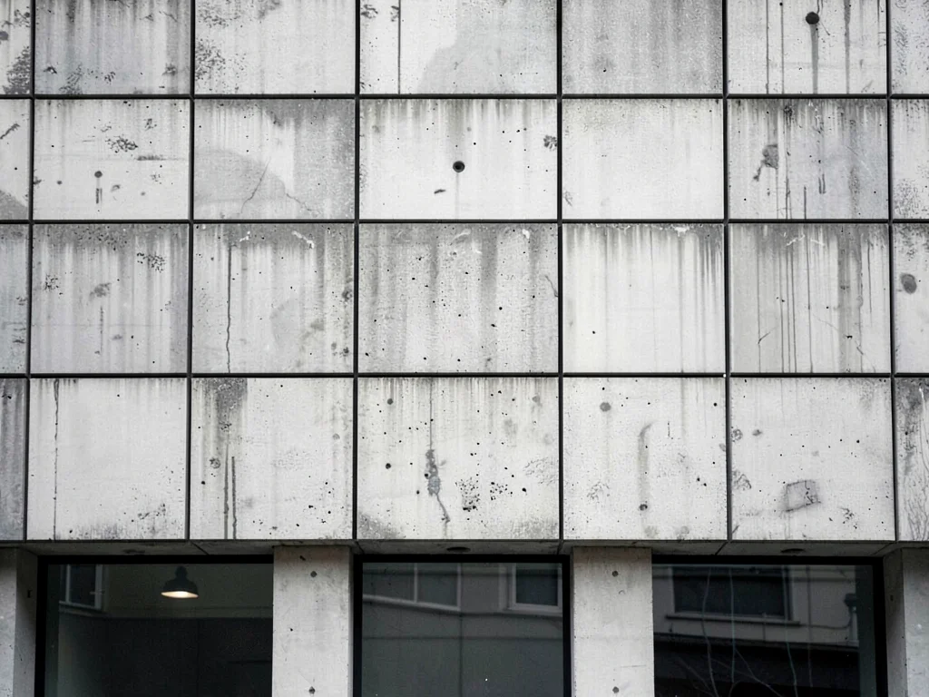 Brutalist concrete panel rhythm