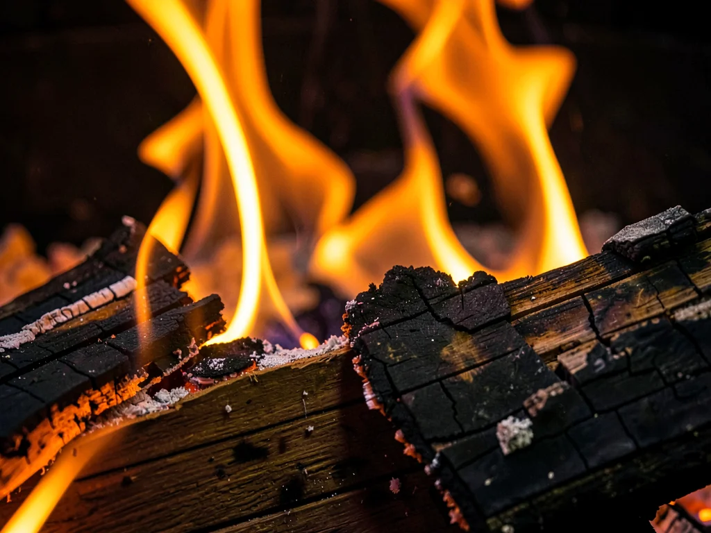 Fire edge meeting unburned wood