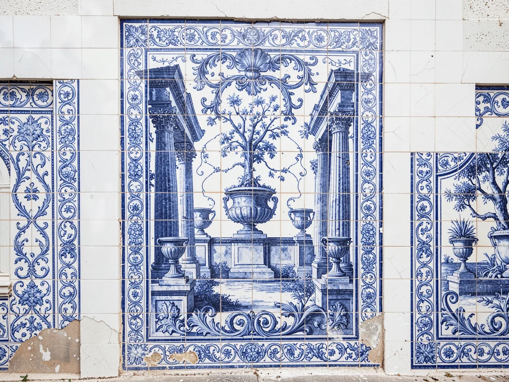 18th-Century Panel — Classical Ruins with Urns and Columns