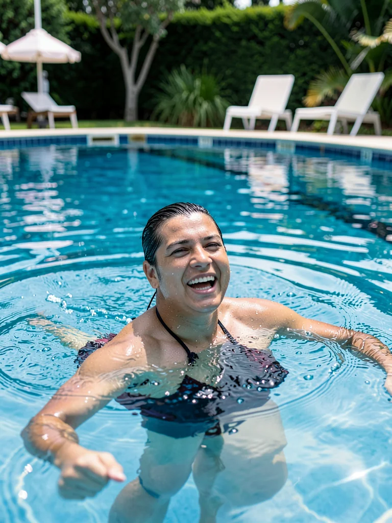 Swimmer emerging from pool