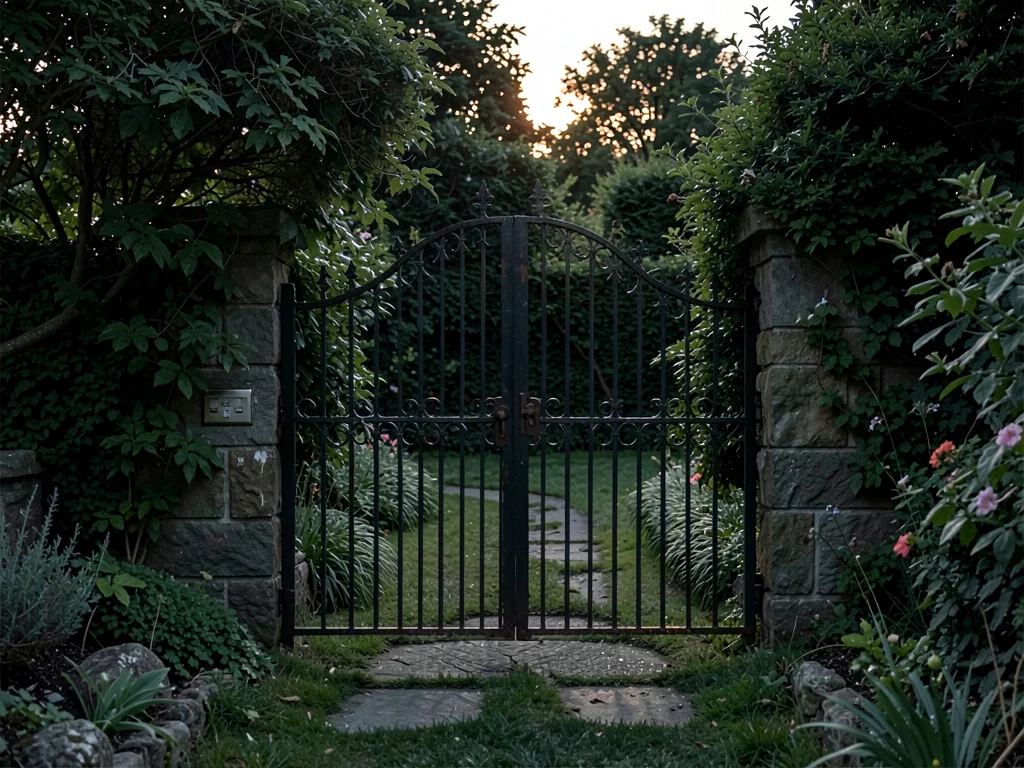 Garden gate in evening half-light