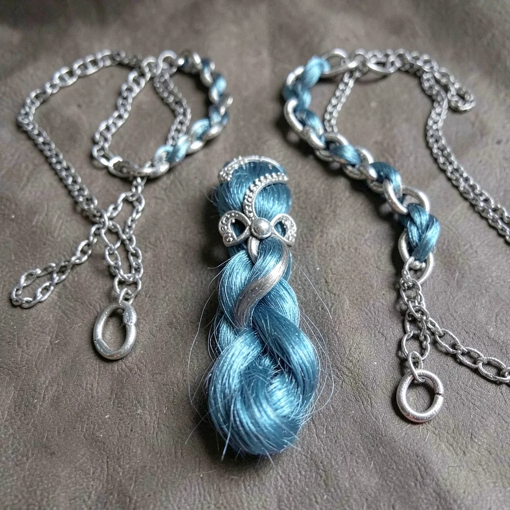 Victorian hair jewelry arranged for documentation - braided mourning brooch cont