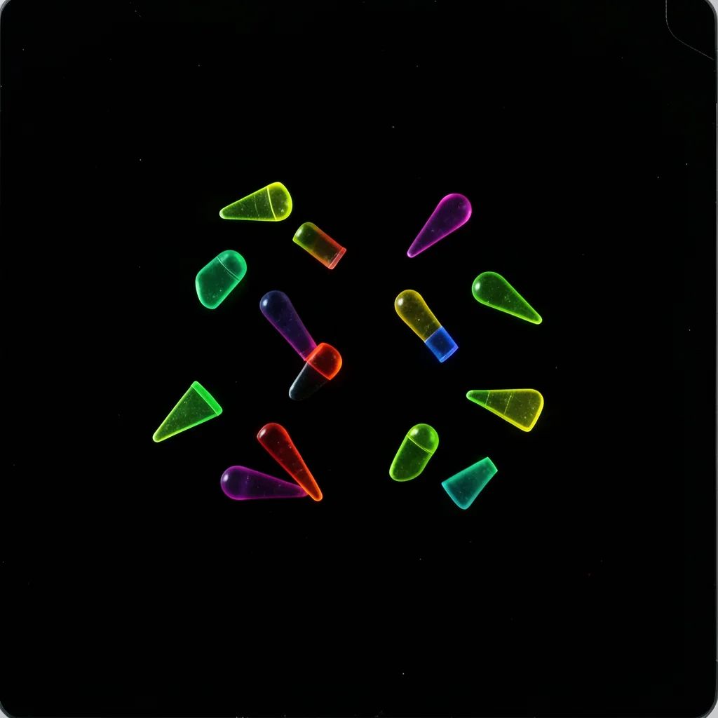 Handful of colorful guitar picks scattered randomly across scanner glass, transl