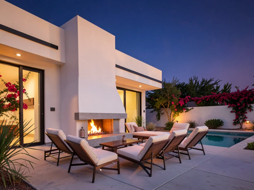 Outdoor Fireplace at Twilight
