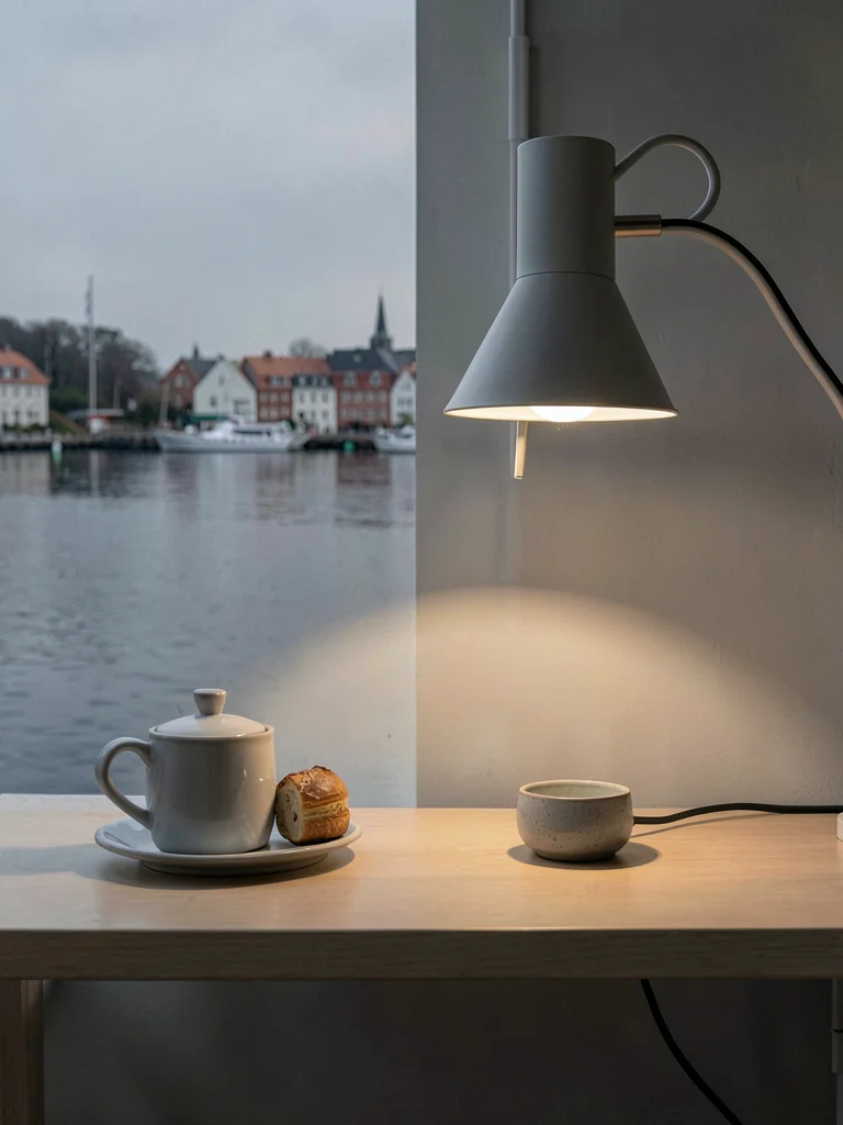 Comfortable grey harbor light in Gothenburg, Sweden, the clean lines of a Swedis