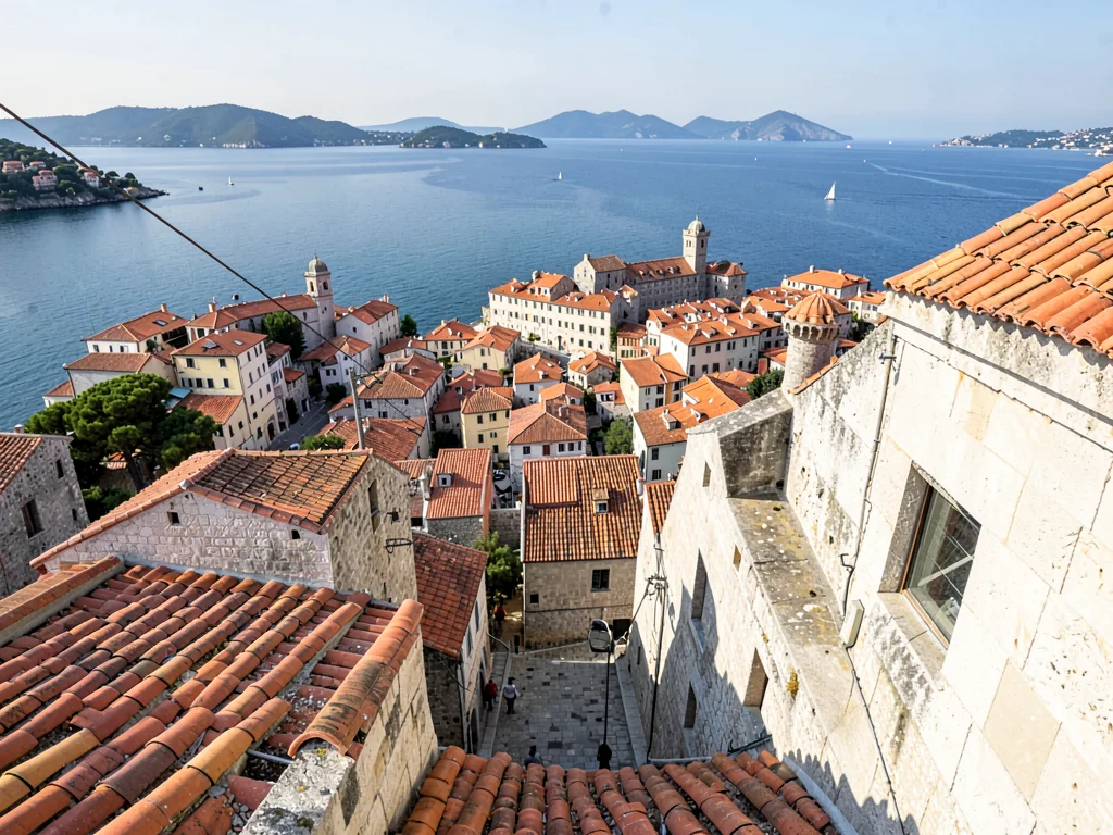 Cable car descent over old town