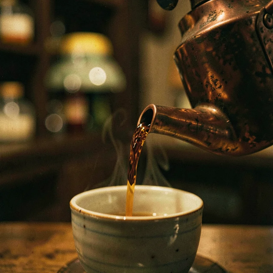Amber Coffee Stream into Cup