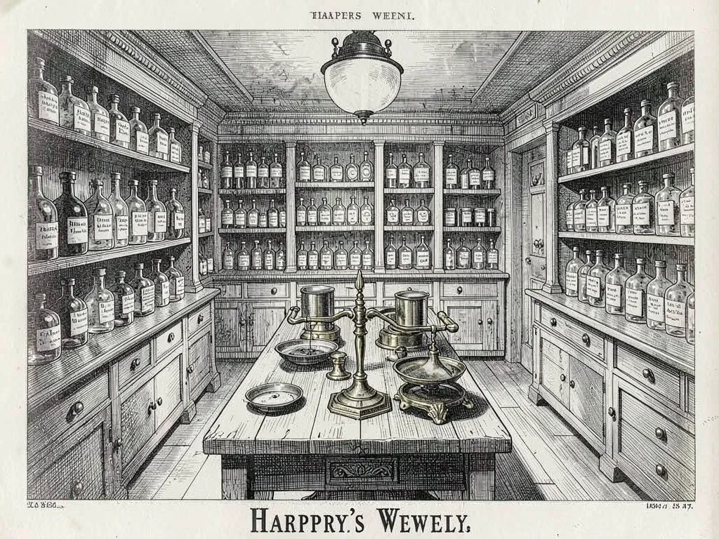 Victorian apothecary shop interior