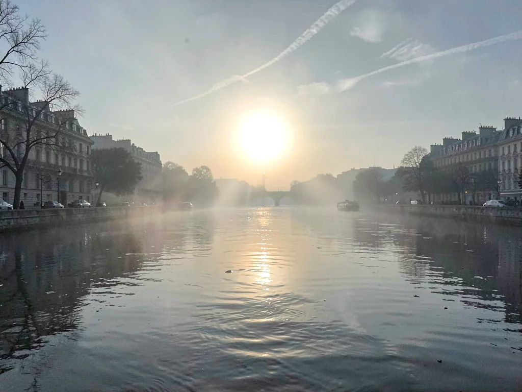 Fog lifting to reveal sun disk finally