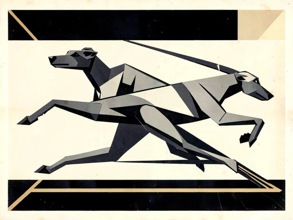 Art Deco racing greyhounds