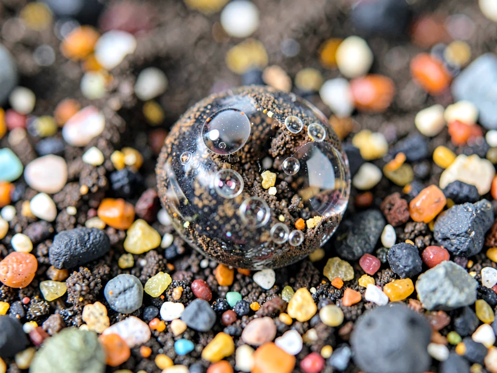 Volcanic glass grain with bubble inclusions