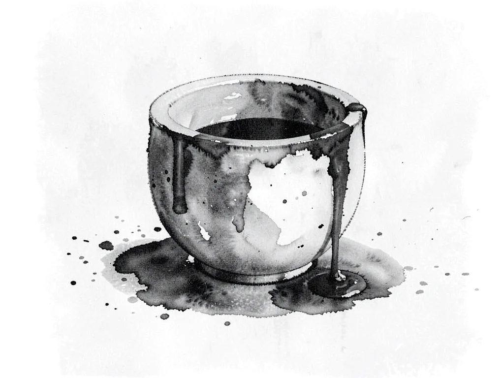 Ink reaching edge of vessel and spreading