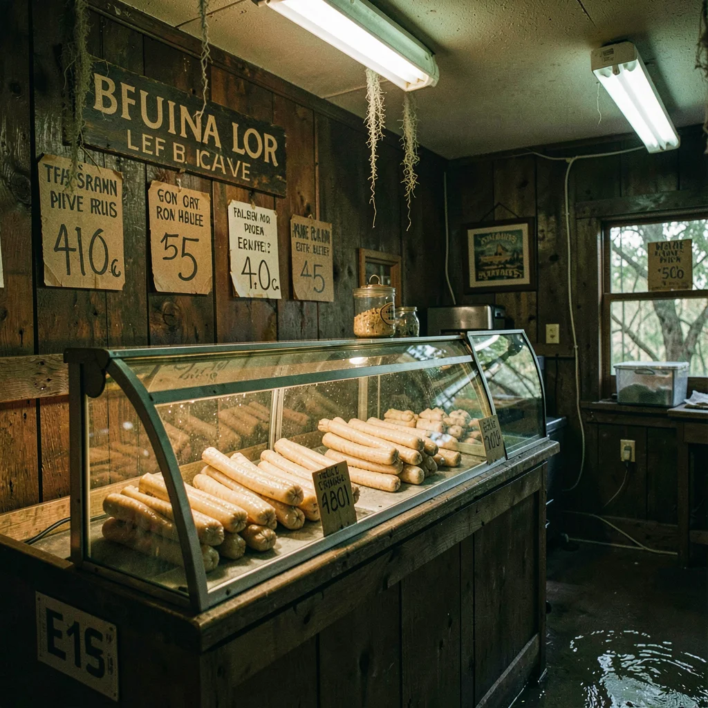Atmospheric photograph with Louisiana bayou sensibility, Interior of a roadside 