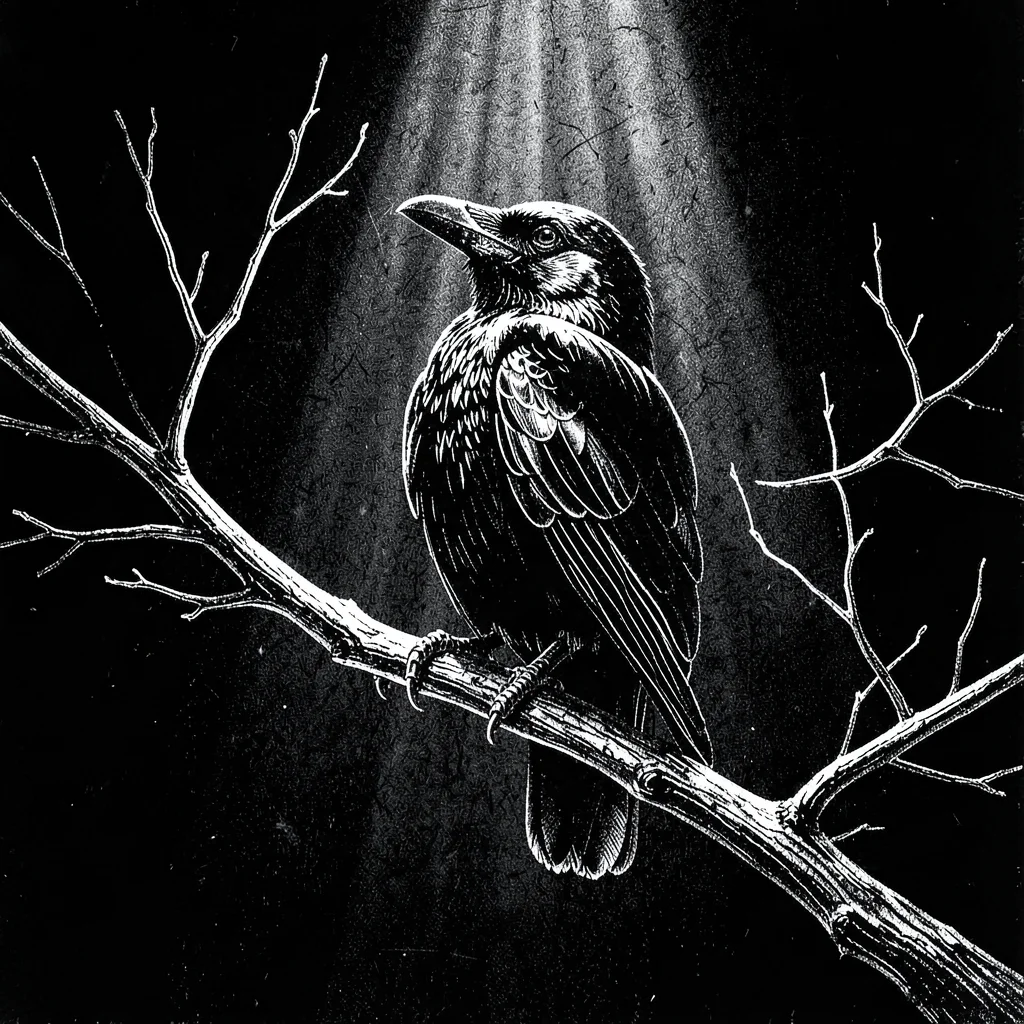 Raven branch scratchboard