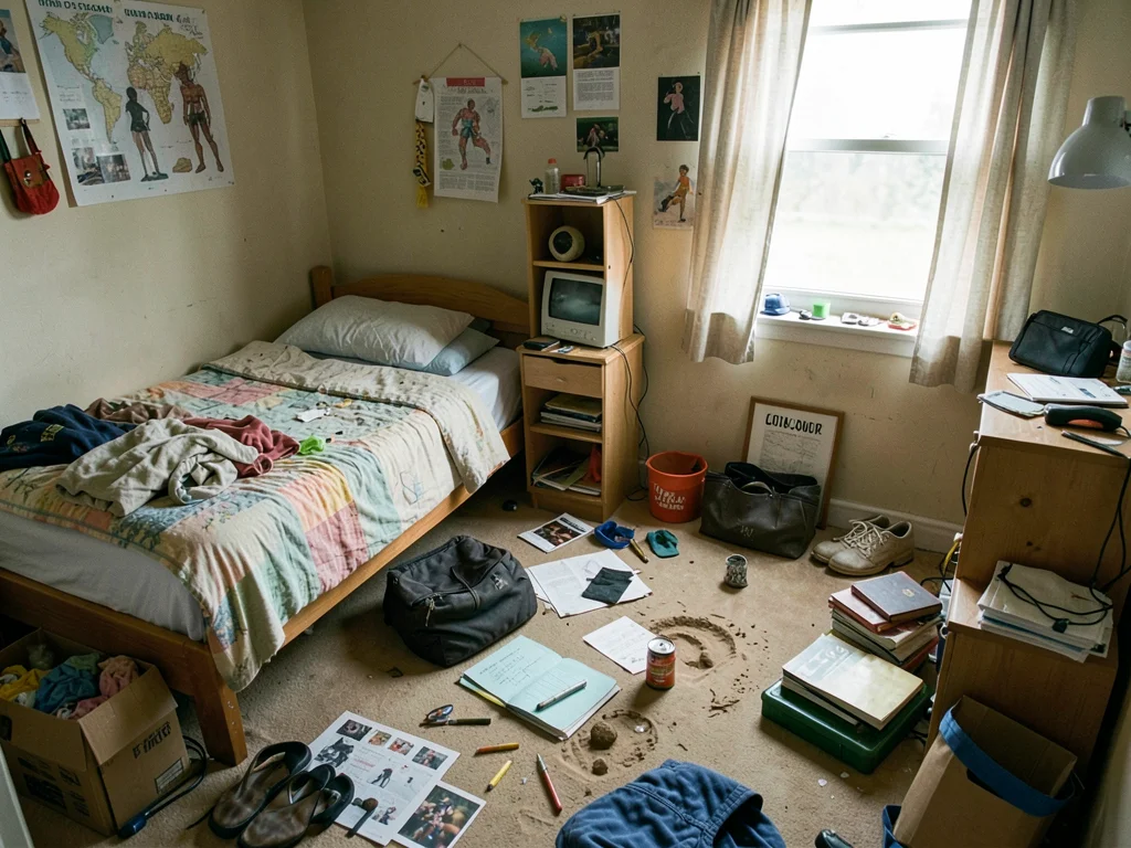 Teenage bedroom floor, archaeology of identity formation, everything important n