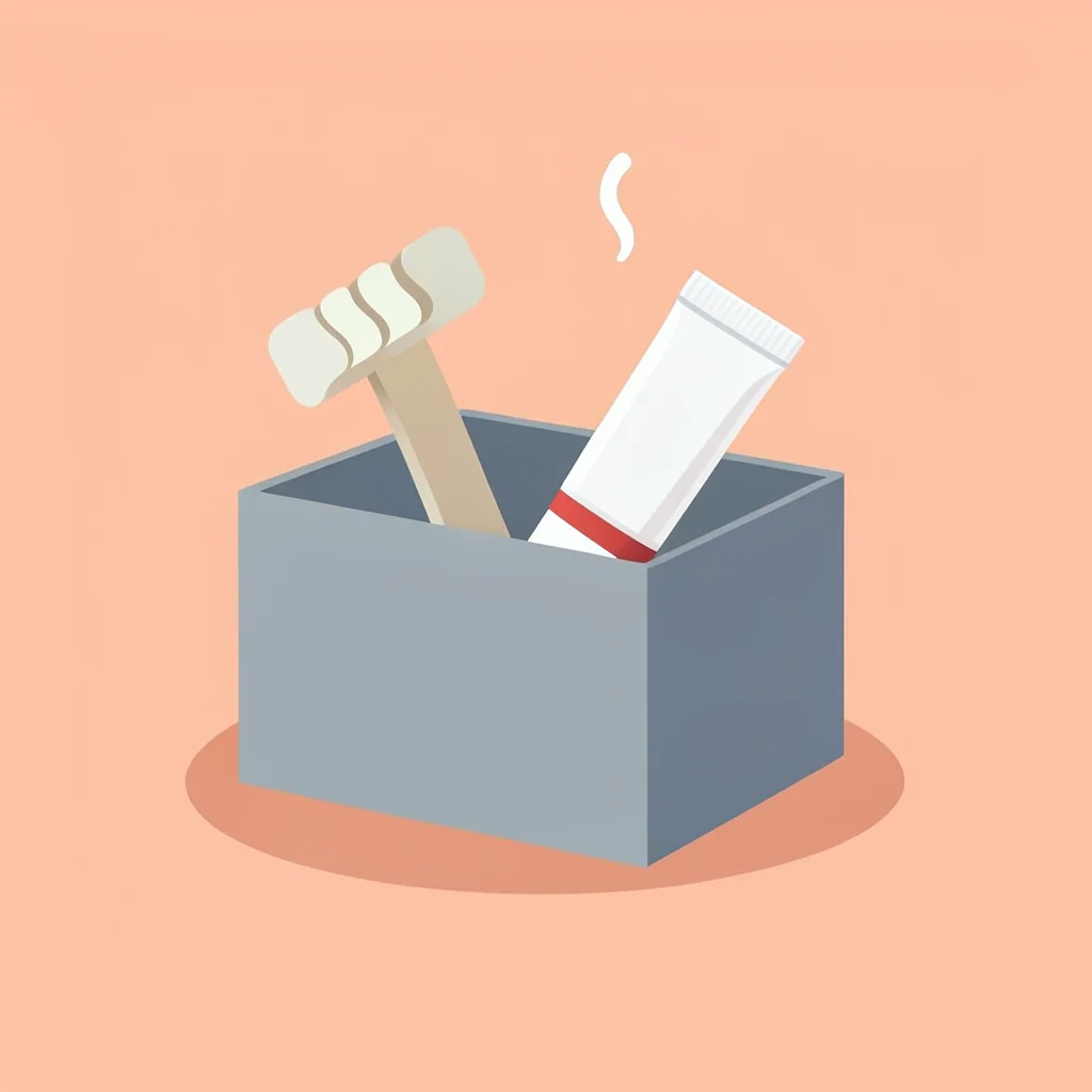 Flat-vector illustration of a kit box with swab and tube popping out, peach back