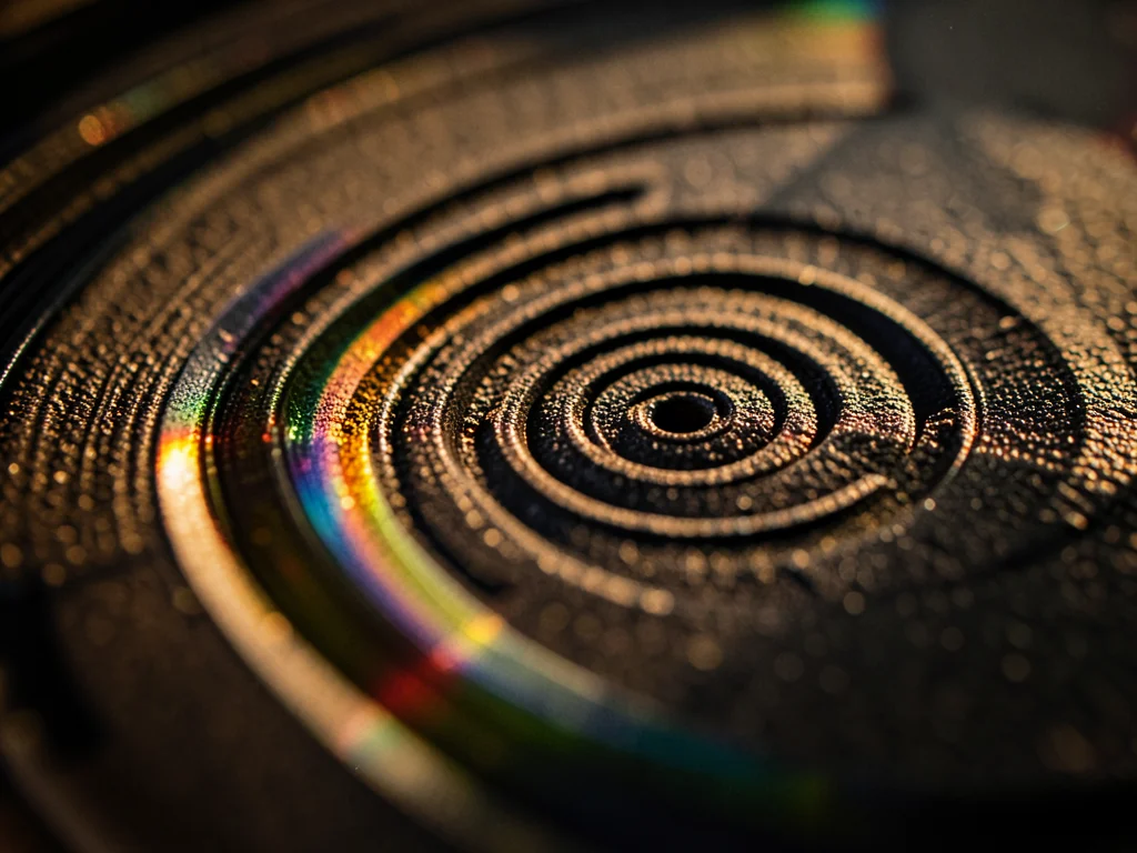 Run-out groove, final locked loop near label, tighter spiral ending in infinite 