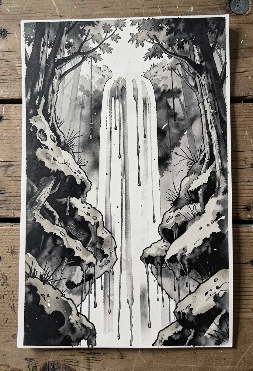 Forest waterfall drip