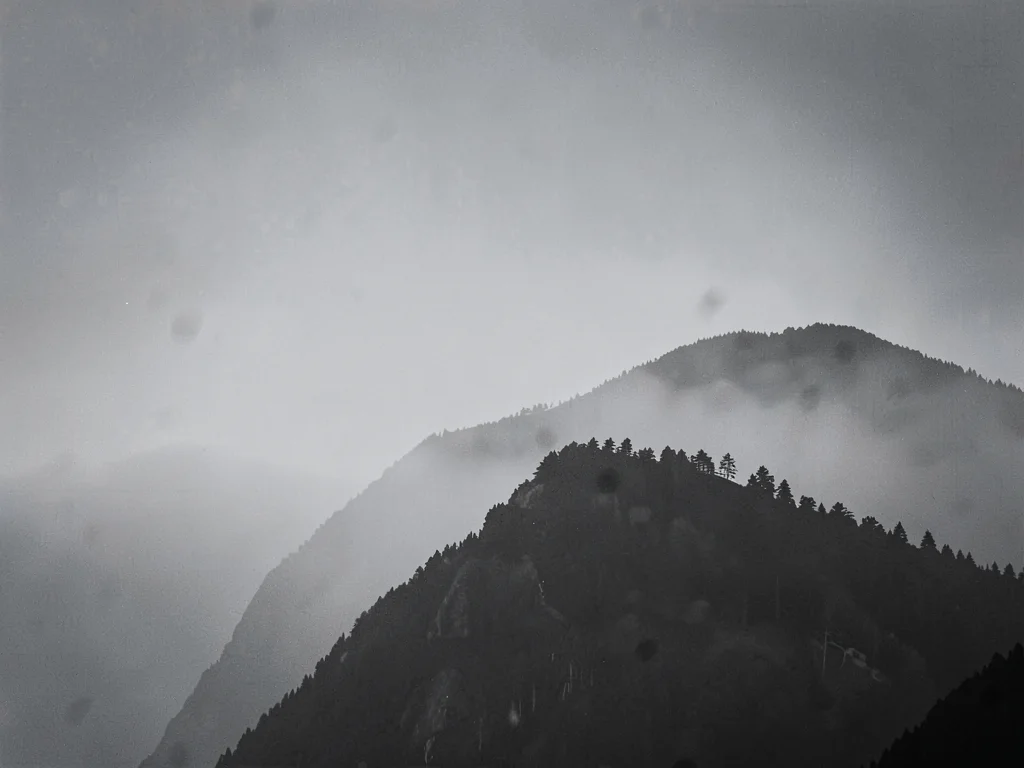 Single ridge silhouette against gray gradient