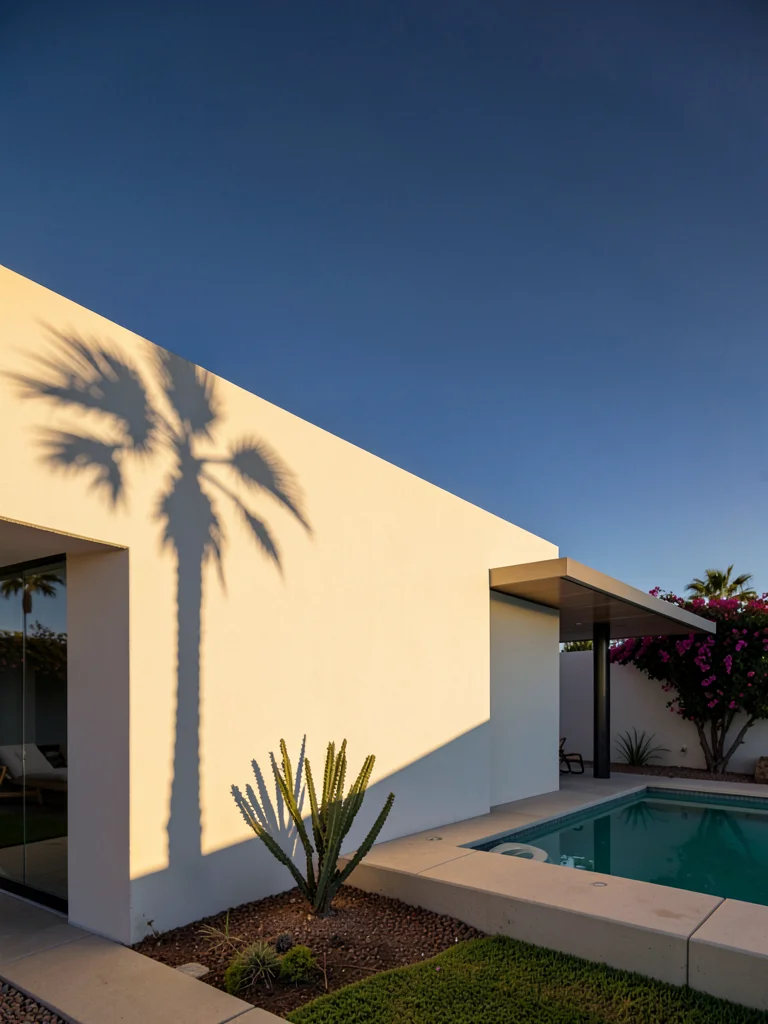 Palm Shadow on White Stucco