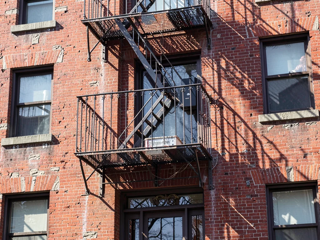 Fire escape pattern on brick