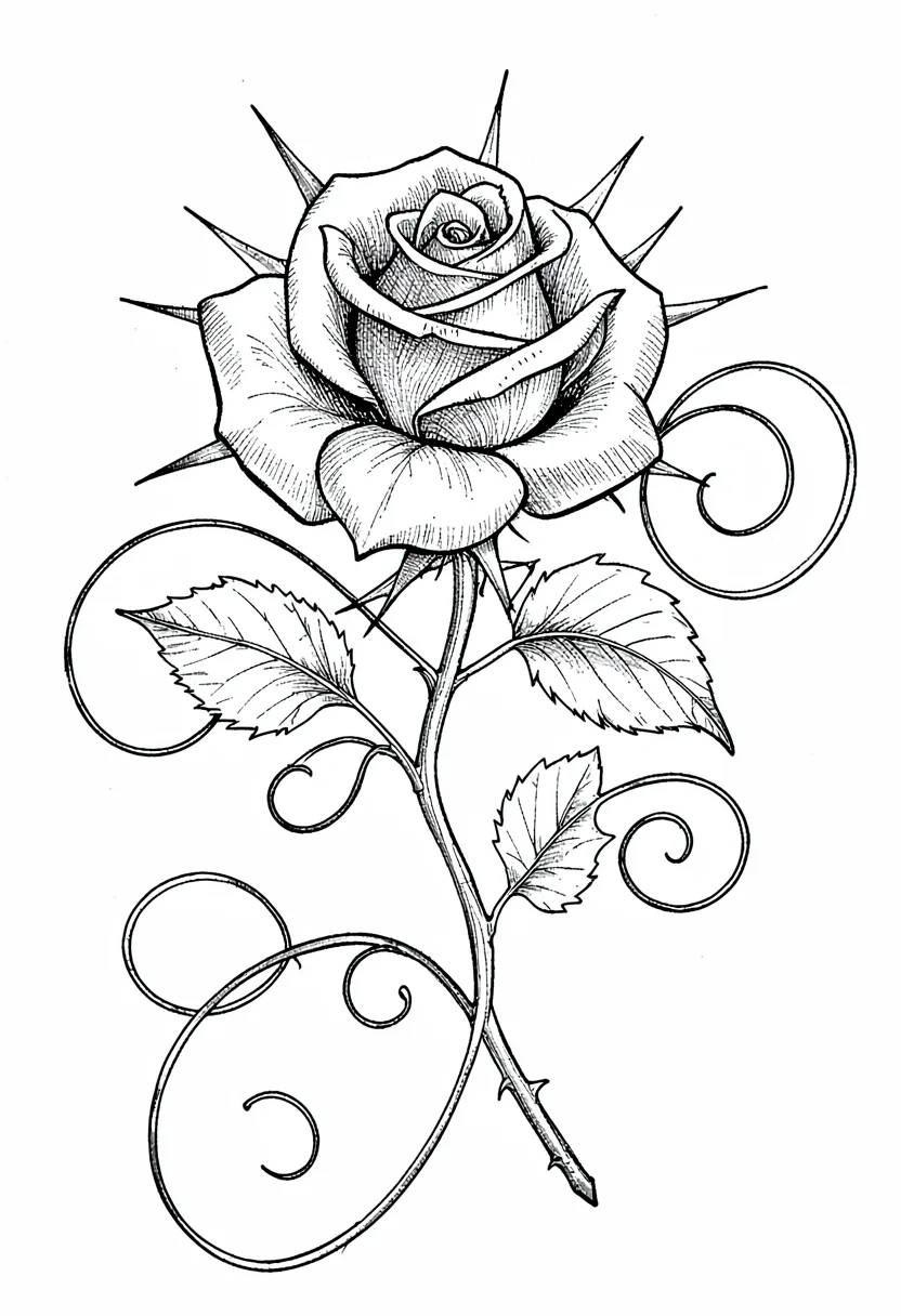 Ornate rose flourished