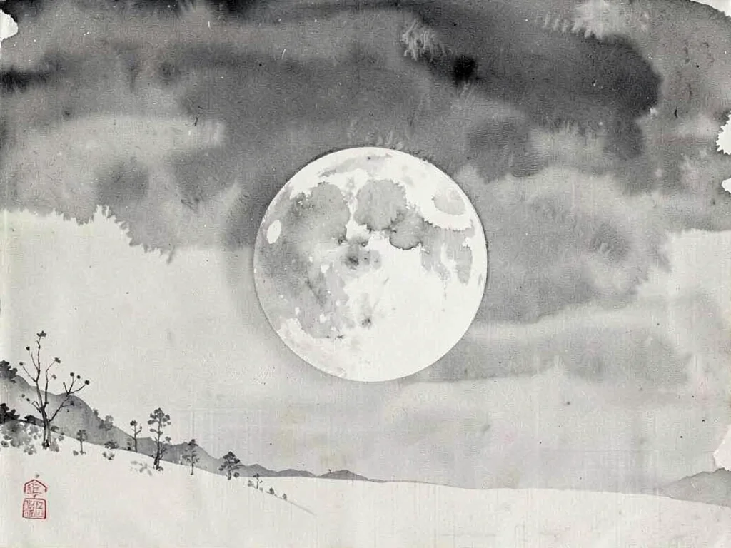 Full moon against empty winter gray