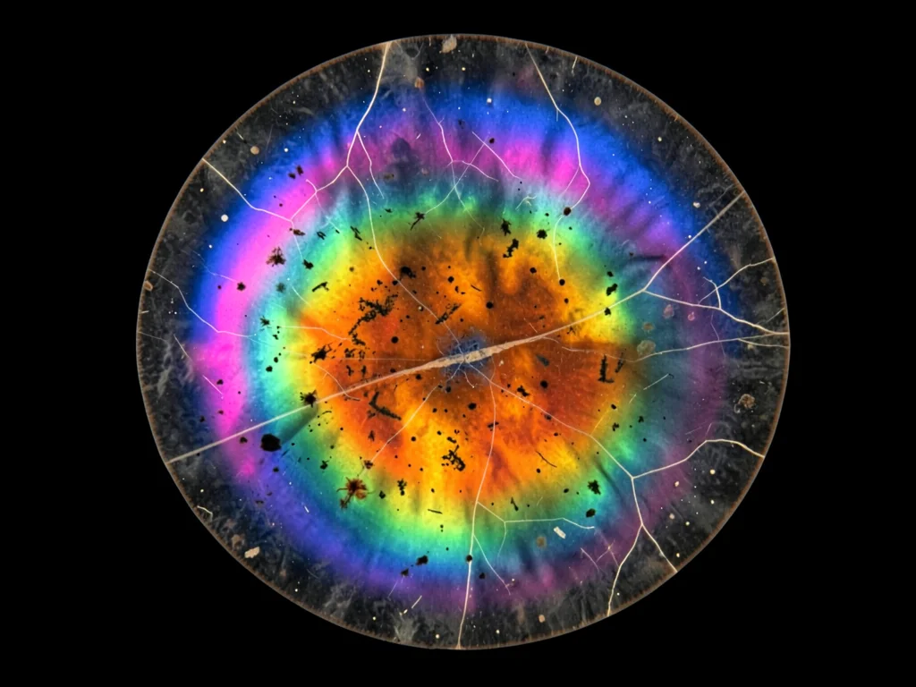 Long term stress visible in aged plastic