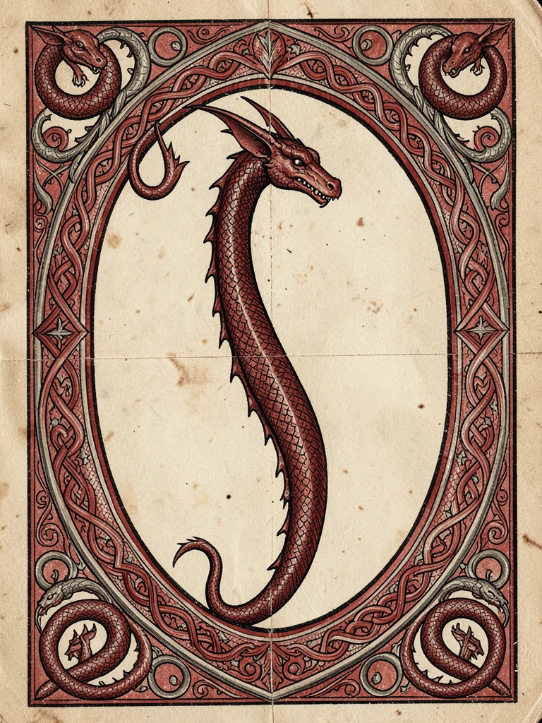 Dragon-form initial — elongated serpent body forming large decorative letter fra