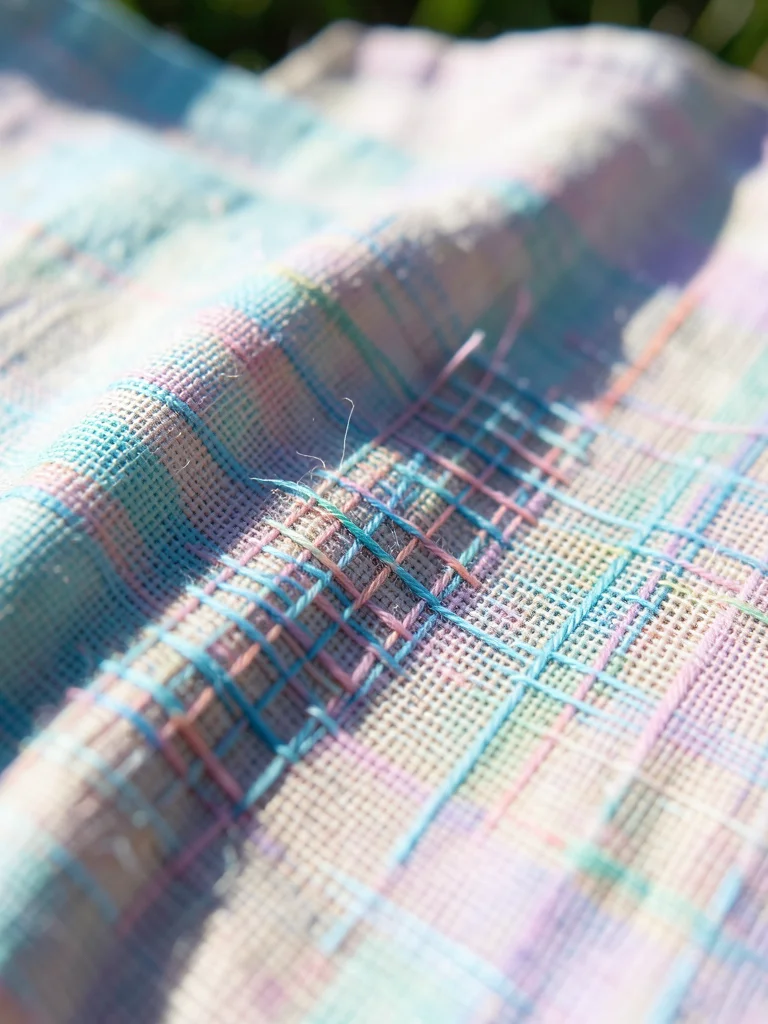Draped spring-weight linen in pastel dye, wind catching fabric outdoors
