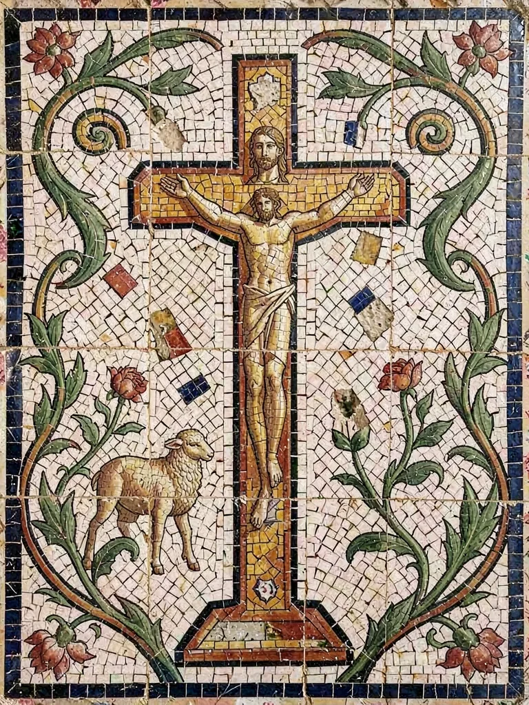 Lamb and cross mosaic