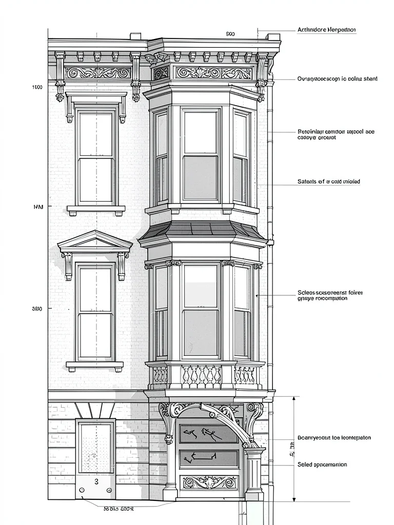 Victorian rowhouse section drawing