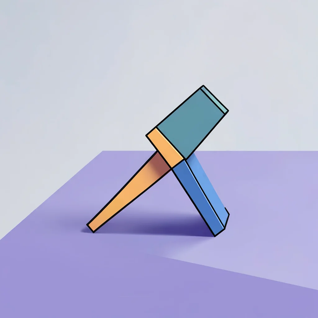Color-block hero of a folded tripod lying diagonally on a periwinkle color block