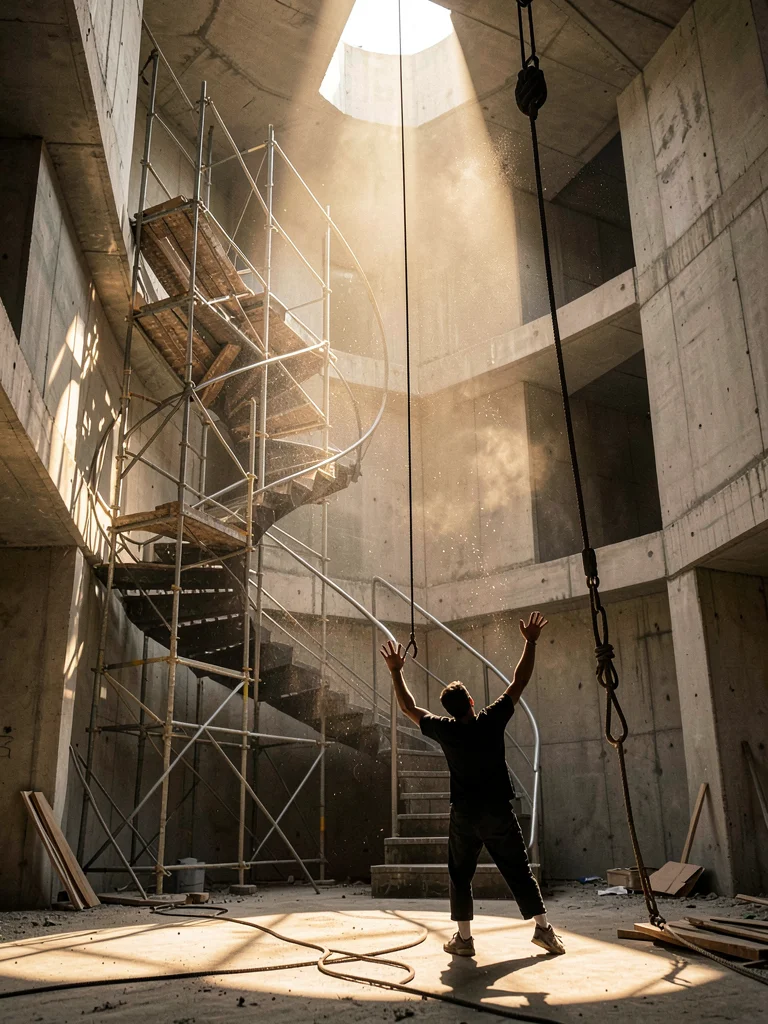 Pirouette Stair — Concrete Spiral and Light