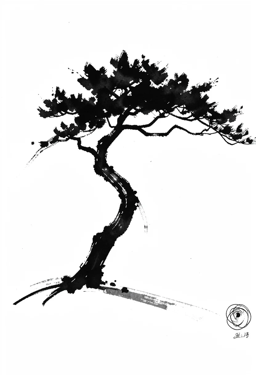 Wind-bent tree single stroke