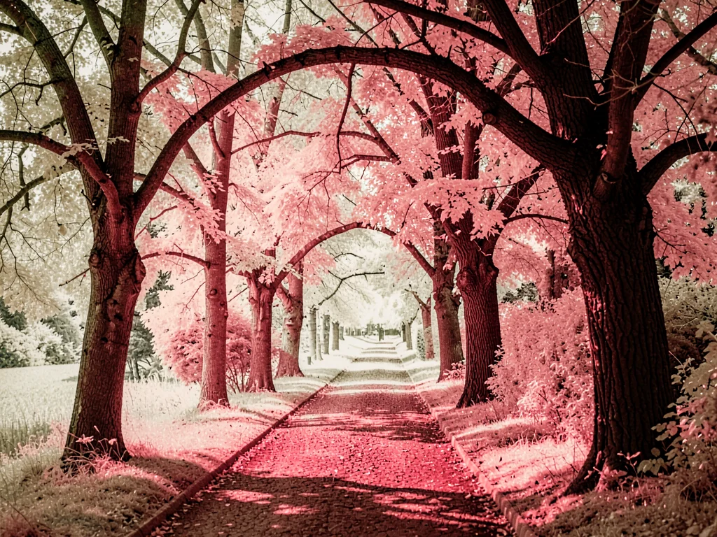 Pathway with infrared tree archway