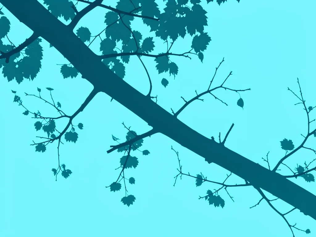 Branch silhouette cyan