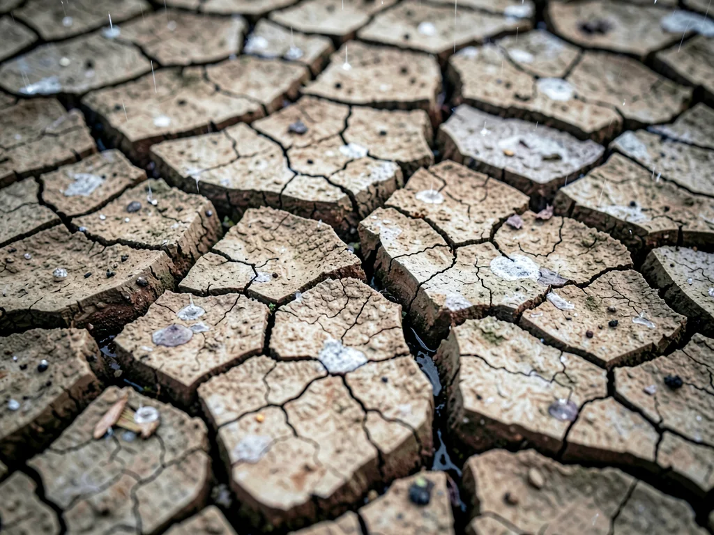 Dried cracked earth looking rough and desperate for rain