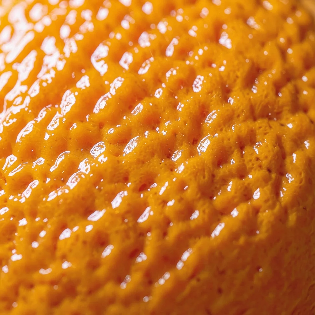 Orange peel dimpled texture looking waxy and fragrant