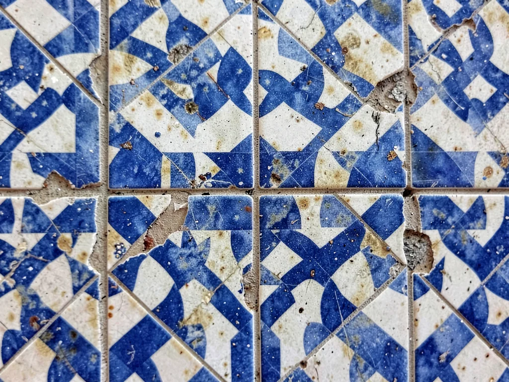 Aged tilework with some pieces missing